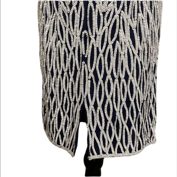 Vintage Nipon Night White Fully Sequined & Beaded 100% Silk Sheath Dress Size 4 - Picture 10 of 16